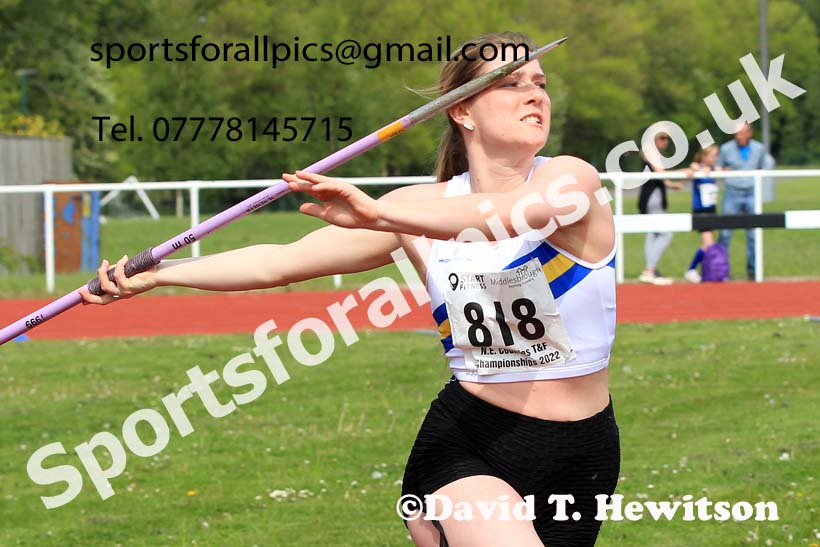Women and Girls javelin, 2022 North Eastern Track and Field Champs., Middlesbrough. David T. Hewitson/Sports for All Pics